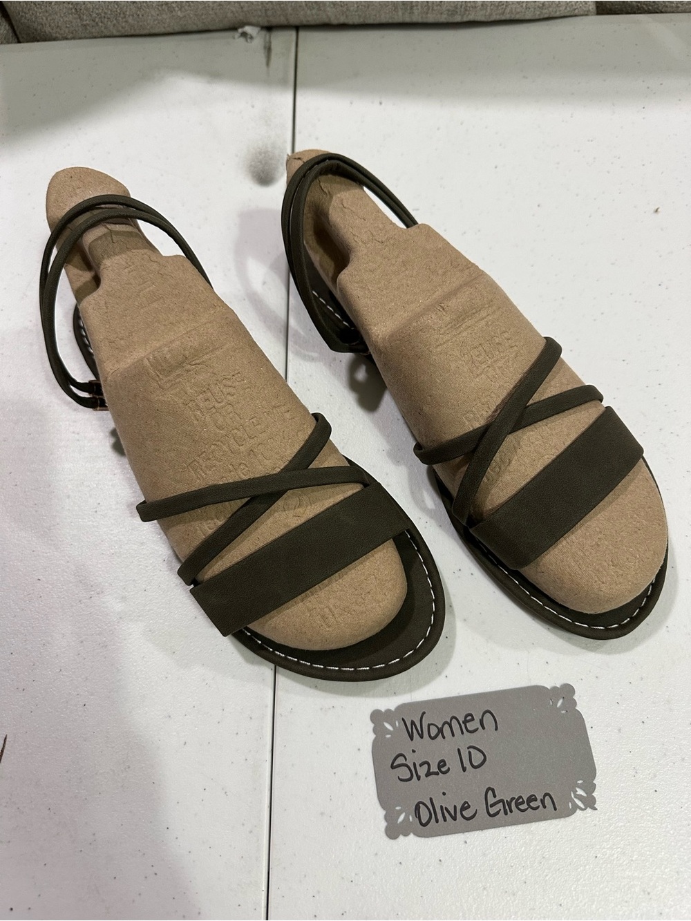 Strappy Olive Green Women’s Sandals with Cross Band Detail